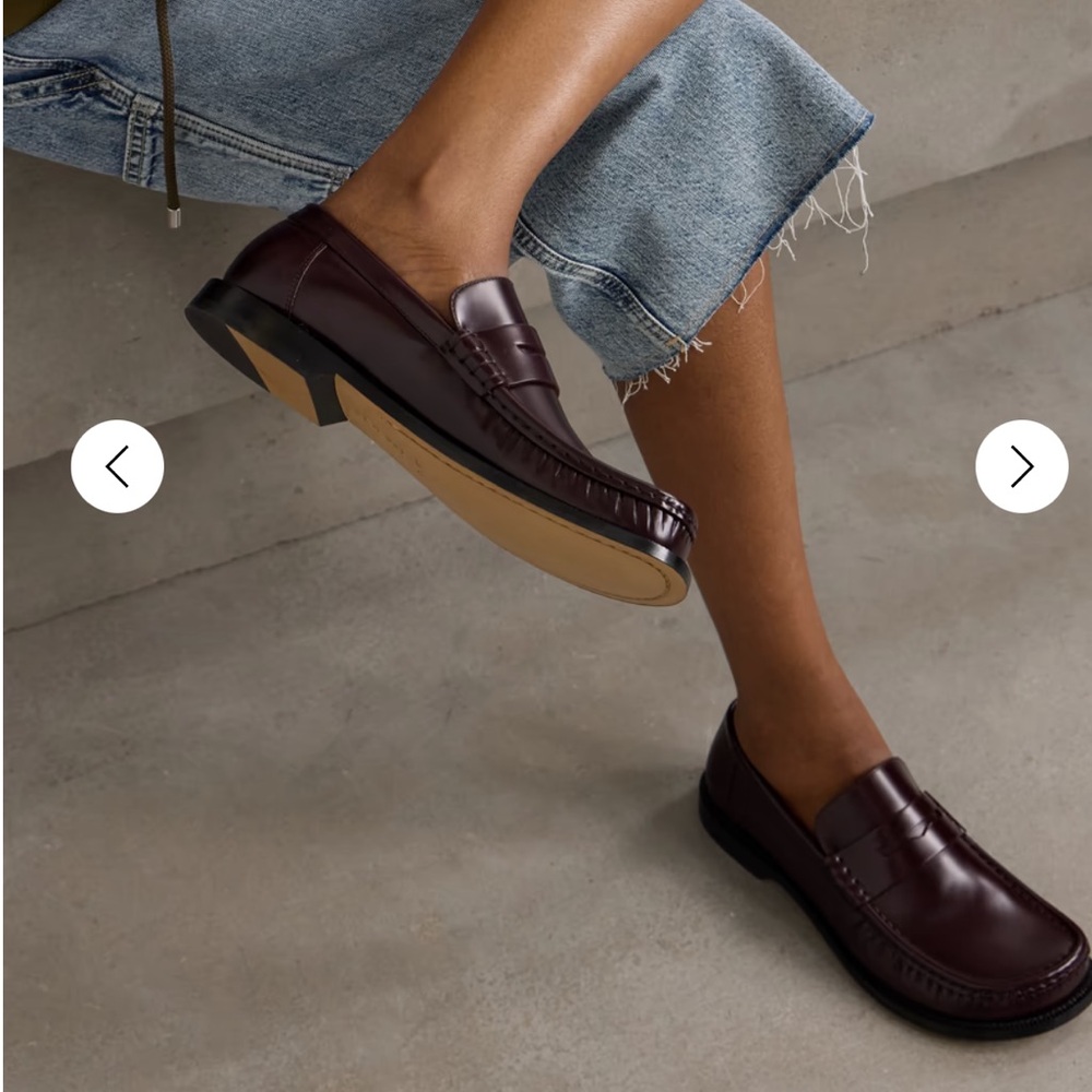 Women’s Loewe burgundy leather loafers size 38